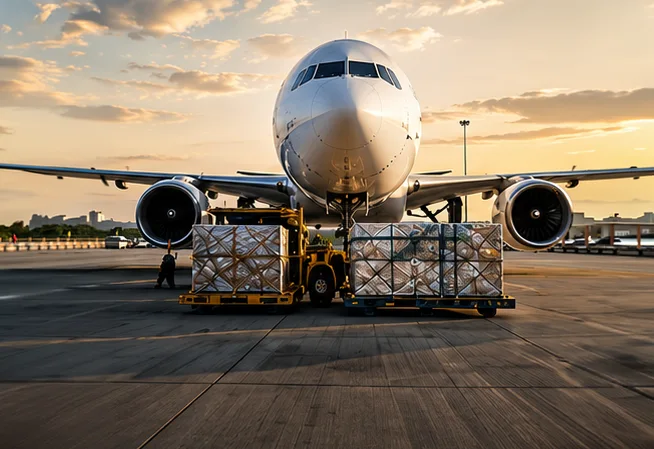 Avião de carga em pista